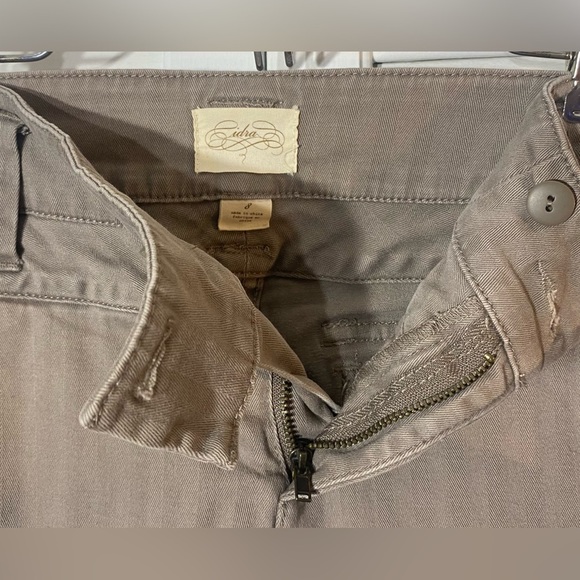 Anthropologie Cidra Tan Herringbone Pants, Sz 8, Stretch Low Rise, Straight Leg - Picture 6 of 8